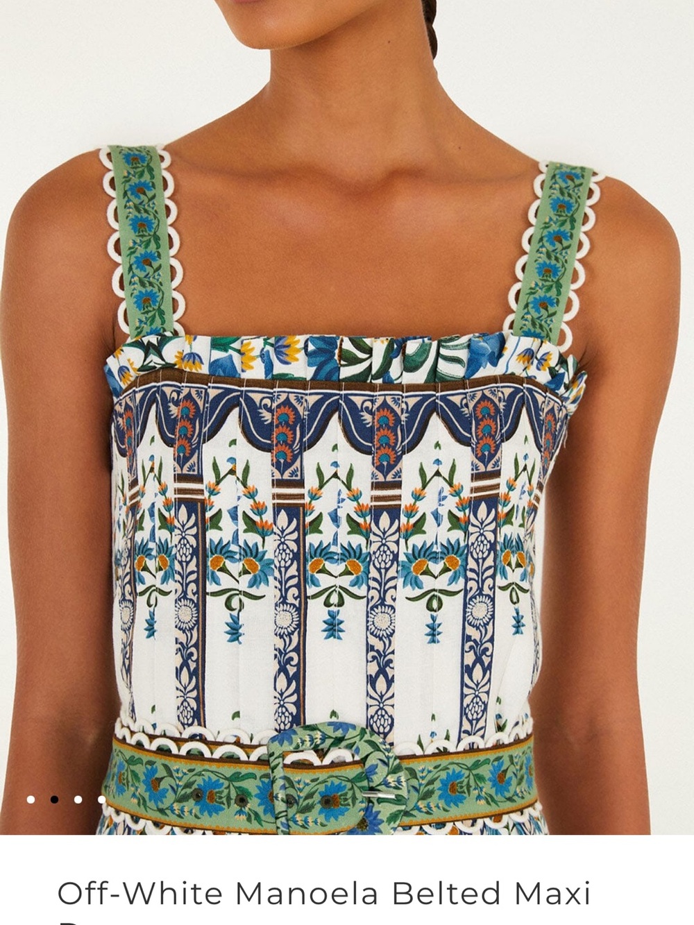 FARM Rio Off-White, Blue & Green Tiered Smocked Maxi Dress - Picture 2 of 9